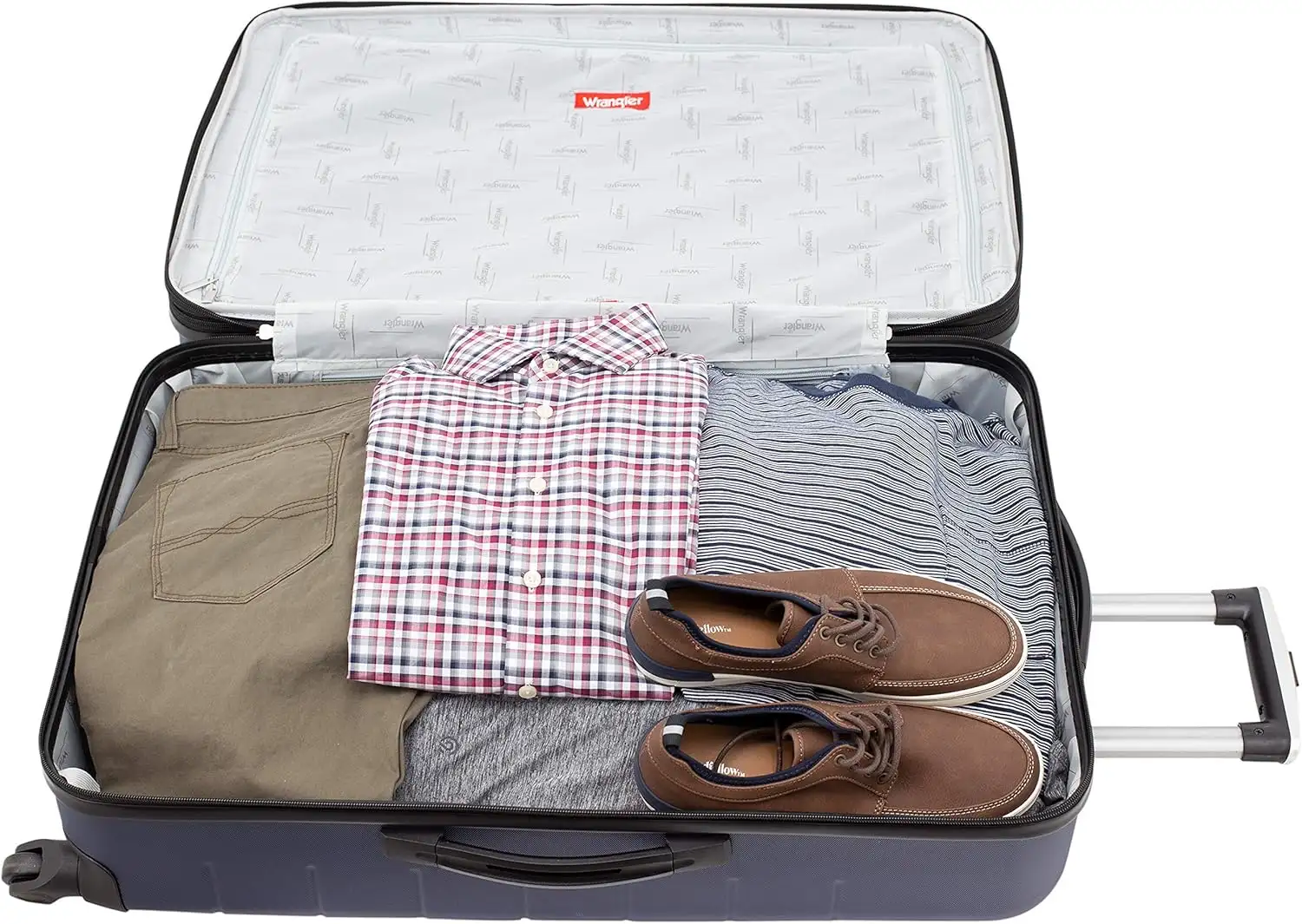 Wrangler Smart Luggage Set with Cup Holder and USB Port, Navy Blue, 20-Inch Carry-On - 91KRYMOYCaL._AC_SL1500_